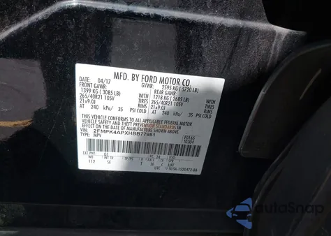 2017 Ford Edge Sport из США, поврежденный, VIN 2FMPK4APXHBB77981